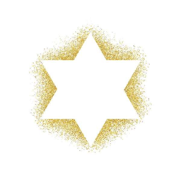 黄金の魔法使いデビッド ダビデの星 のベクトルイラスト 多くの黄金の粒子から構成され — ストックベクタ