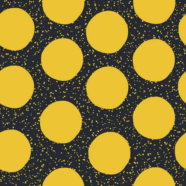 Κίτρινες Κουκκίδες Μαύρο Φόντο Απρόσκοπτο Μοτίβο Διάνυσμα — Διανυσματικό Αρχείο