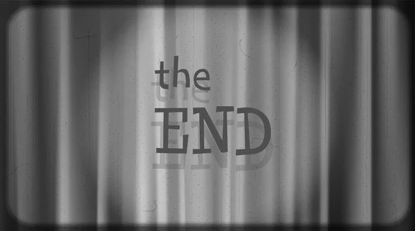 Fin Film Ecran Noir Avec Rideaux Typographie End Scène Rétro — Image vectorielle