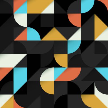 Turuncu ve mavi soyut Geometrik Şekiller Arkaplanı. Kusursuz Vektör