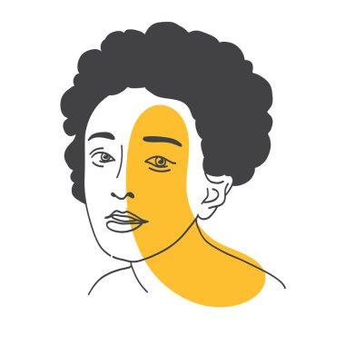 Asyalı güzel kadın soyut portresi. Çinli kız. Vektör illüstrasyonu.