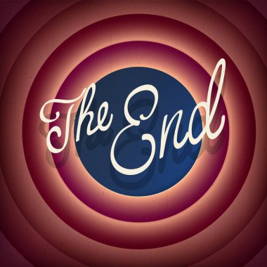 Eski Film sonu ekran arkaplanı, son vektör illüstrasyonu. 