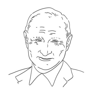 Rusya Federasyonu 'nun gülümseyen başkanı Vladimir Putin' in robot resmi. Rusya, Moskova 2020 Aralık, 19
