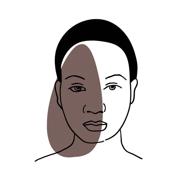 Portrait Femme Abstrait Afro Américaine Fille Peau Noire Illustration Vectorielle — Image vectorielle
