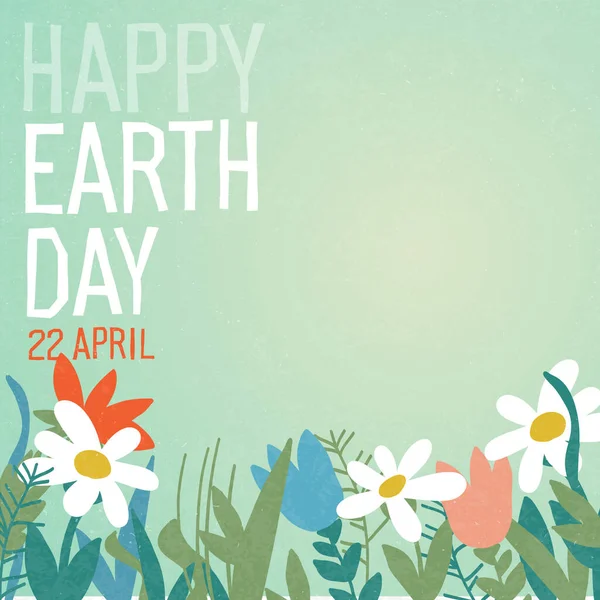 Soyut Çiçekli Dünya Günü Posteri Mutlu Dünya Günü Nisan Gökyüzü — Stok Vektör