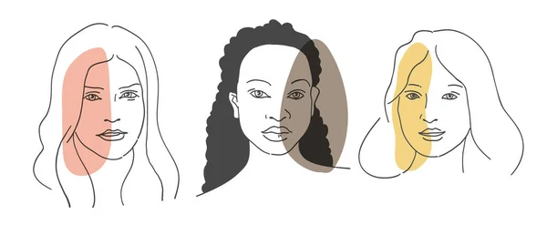 Beleza Multi Étnica Diferentes Etnias Mulheres Caucasianas Africanas Asiáticas Ilustração — Vetor de Stock