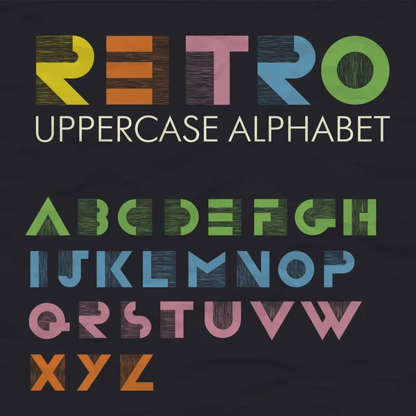 Kolorowy Alfabet Retro Uppercase Szerokie Dekoracyjne Litery Vintage — Wektor stockowy