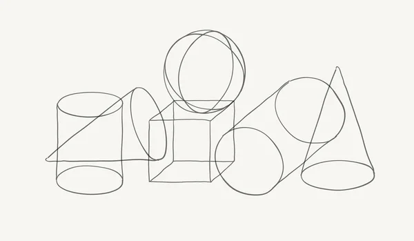 Composições Wireframe Formas Sólidas Arte Abstrata Fundo —  Vetores de Stock