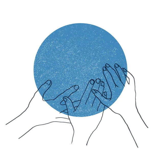 Hands Together Hold Circle Symbol Teamwork Concept Vector Illustration — Stock Vector