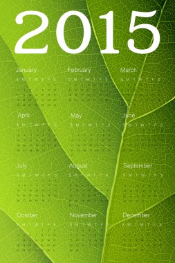 Takvim 2015 yaprak yeşil doku
