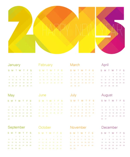 Calendario 2015 Colorido — Archivo Imágenes Vectoriales