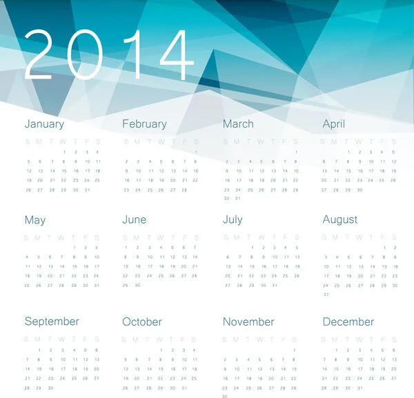 Calendario 2014 — Vector de stock