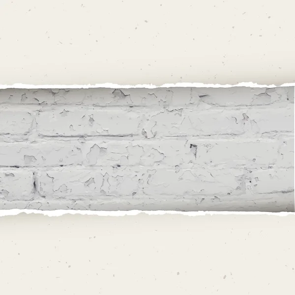 Papel rasgado na parede de tijolo — Vetor de Stock