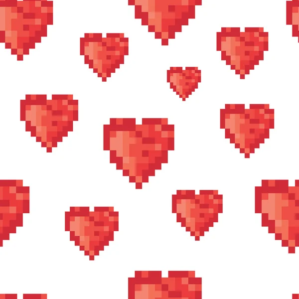 Pixel heart seamless pattern — Stock Vector
