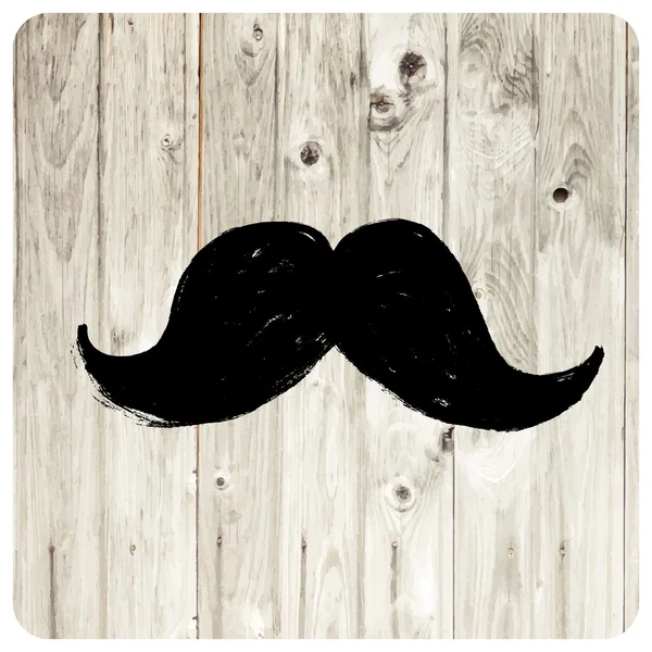 Mustache symbol on wooden texture — Stock Vector