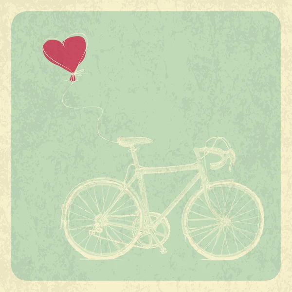 Fiets en hart ballon — Stockvector