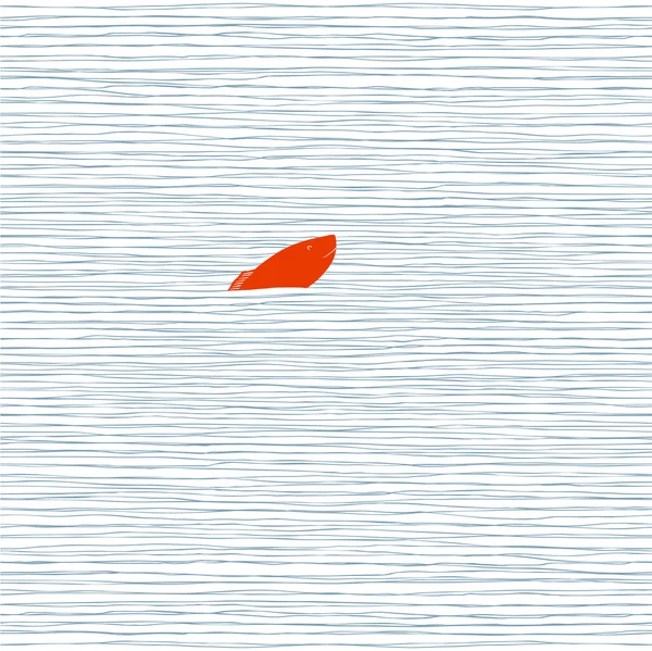 Carte nautique avec poisson — Image vectorielle