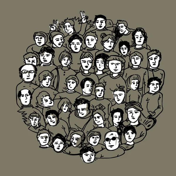 Gente dibujada a mano multitud — Archivo Imágenes Vectoriales
