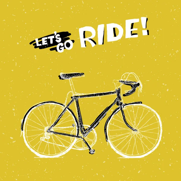 Vélo avec Phrase Let's Go Ride — Image vectorielle