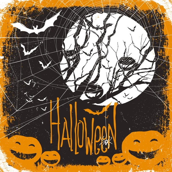 Halloween ilustración con luna llena — Archivo Imágenes Vectoriales