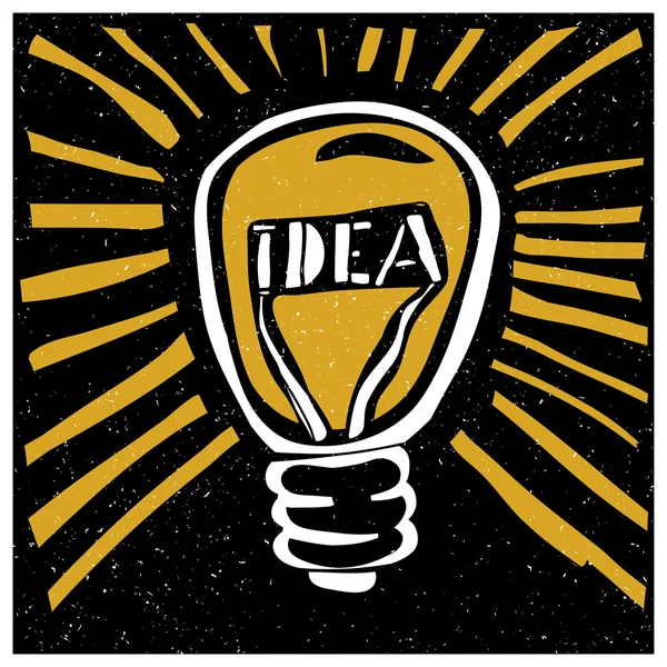 Ideenbeschriftung mit Glühbirne — Stockvektor