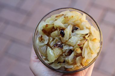 Caramelized onions in a bowl clipart