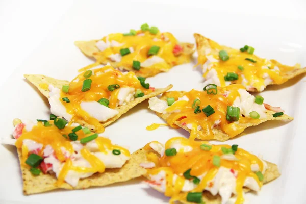 Nachos de cangrejo en plato — Foto de Stock