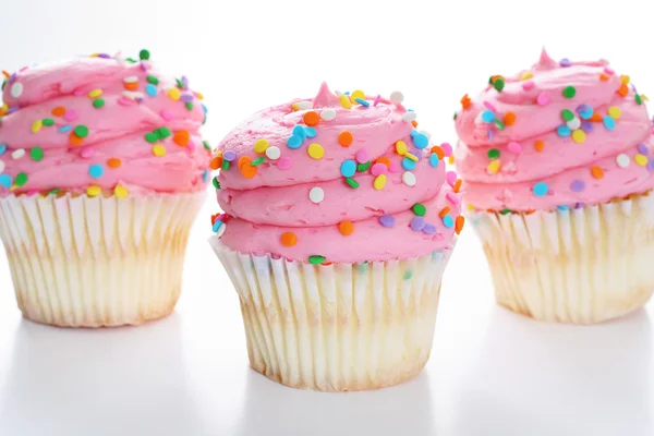 Tres cupcakes con chispas — Foto de Stock