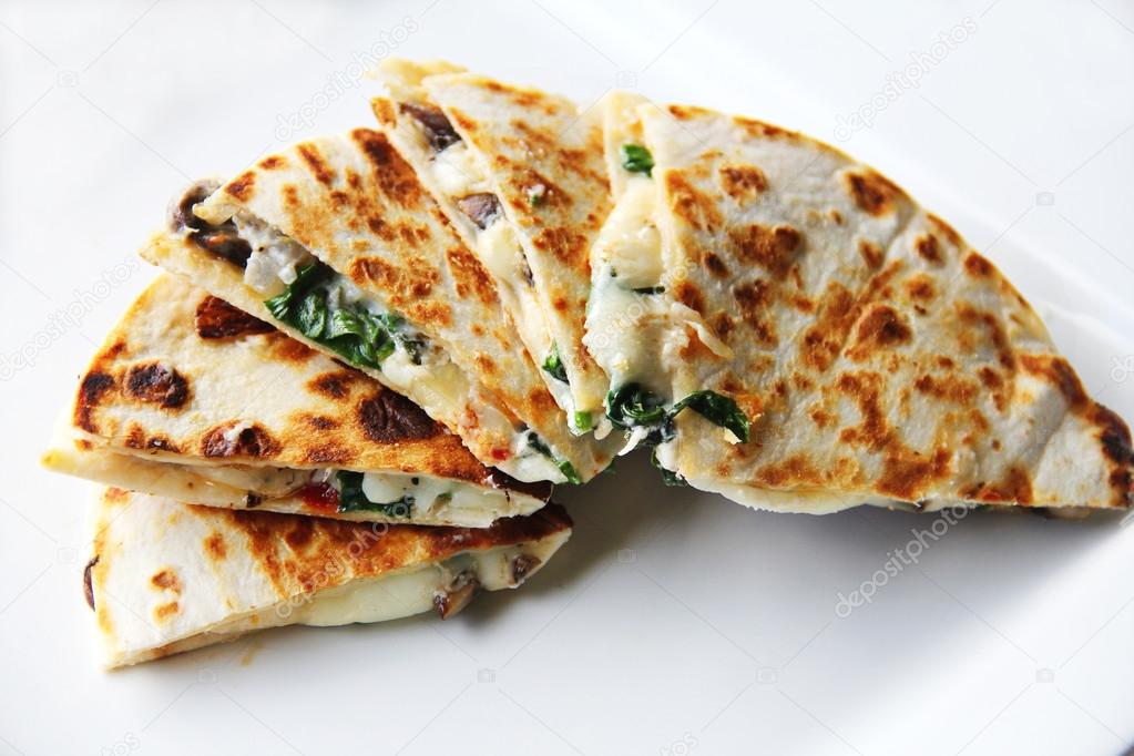 Spinach and  Mushroom Quesadilla