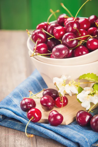 Cherrys with flowers — Stock Photo, Image