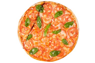 Pizza beyazda izole.