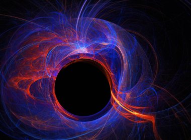 fraktal renkli soyut yuvarlak eğriler ve siyah arkaplan üzerindeki çizgiler