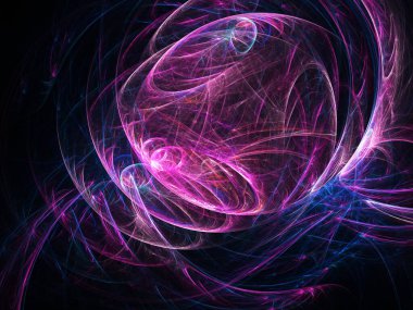 fraktal renkli soyut yuvarlak eğriler ve siyah arkaplan üzerindeki çizgiler