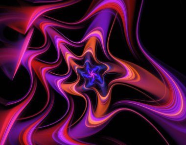 fraktal renkli soyut yuvarlak eğriler ve siyah arkaplan üzerindeki çizgiler