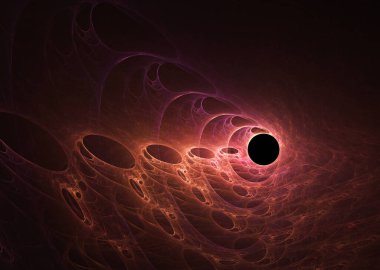 fraktal renkli soyut yuvarlak eğriler ve siyah arkaplan üzerindeki çizgiler