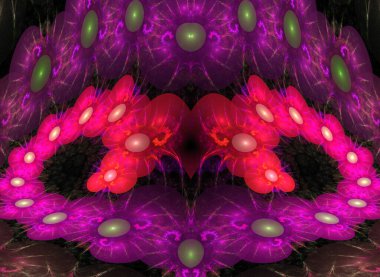 fraktal renkli soyut yuvarlak eğriler ve siyah arkaplan üzerindeki çizgiler