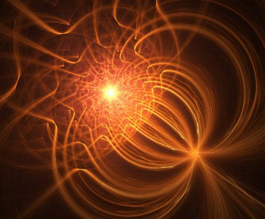 fraktal renkli soyut yuvarlak eğriler ve siyah arkaplan üzerindeki çizgiler