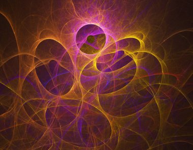 fraktal renkli soyut yuvarlak eğriler ve siyah arkaplan üzerindeki çizgiler