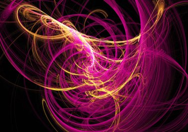 fraktal renkli soyut yuvarlak eğriler ve siyah arkaplan üzerindeki çizgiler