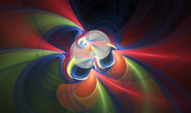 fraktal renkli soyut yuvarlak eğriler ve siyah arkaplan üzerindeki çizgiler