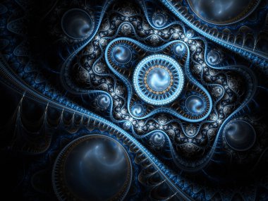 fraktal renkli soyut yuvarlak eğriler ve siyah arkaplan üzerindeki çizgiler