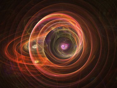 fraktal renkli soyut yuvarlak eğriler ve siyah arkaplan üzerindeki çizgiler