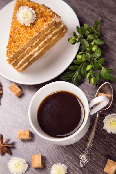 Café com bolo — Fotografia de Stock