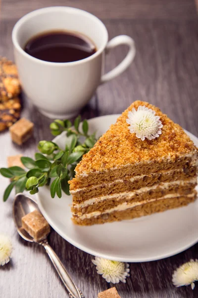 Káva s dortem — Stock fotografie