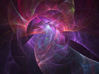 fraktal renkli soyut yuvarlak eğriler ve siyah arkaplan üzerindeki çizgiler