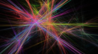 fraktal renkli soyut yuvarlak eğriler ve siyah arkaplan üzerindeki çizgiler