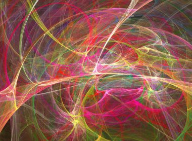 fraktal renkli soyut yuvarlak eğriler ve siyah arkaplan üzerindeki çizgiler