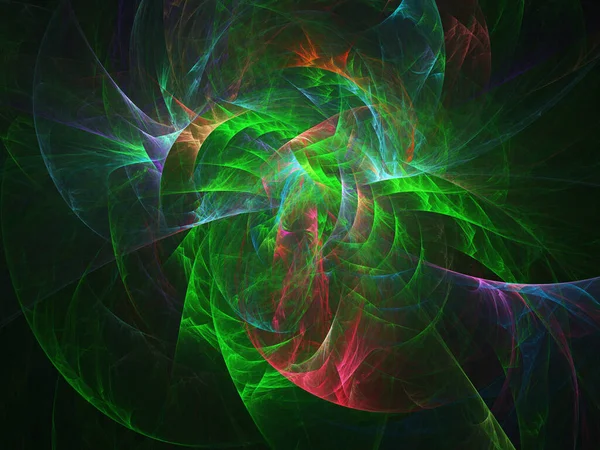 fraktal renkli soyut yuvarlak eğriler ve siyah arkaplan üzerindeki çizgiler