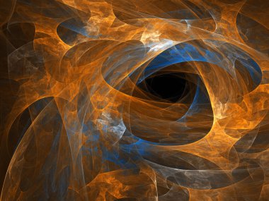 fraktal renkli soyut yuvarlak eğriler ve siyah arkaplan üzerindeki çizgiler