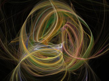 fraktal renkli soyut yuvarlak eğriler ve siyah arkaplan üzerindeki çizgiler